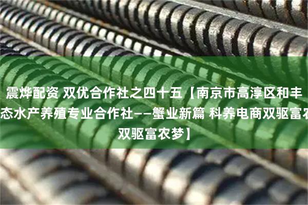 震烨配资 双优合作社之四十五【南京市高淳区和丰园生态水产养殖专业合作社——蟹业新篇 科养电商双驱富农梦】